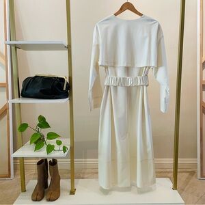 12 Storeez Long Sleeve Cream White Dress Size M New